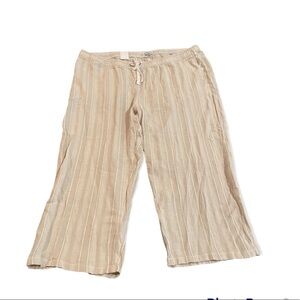 Dash Taupe Club Stripe Linen Capris